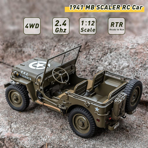 1/12 1941 MB Scaler RC Jeep Rock Crawler with LED Lights S451