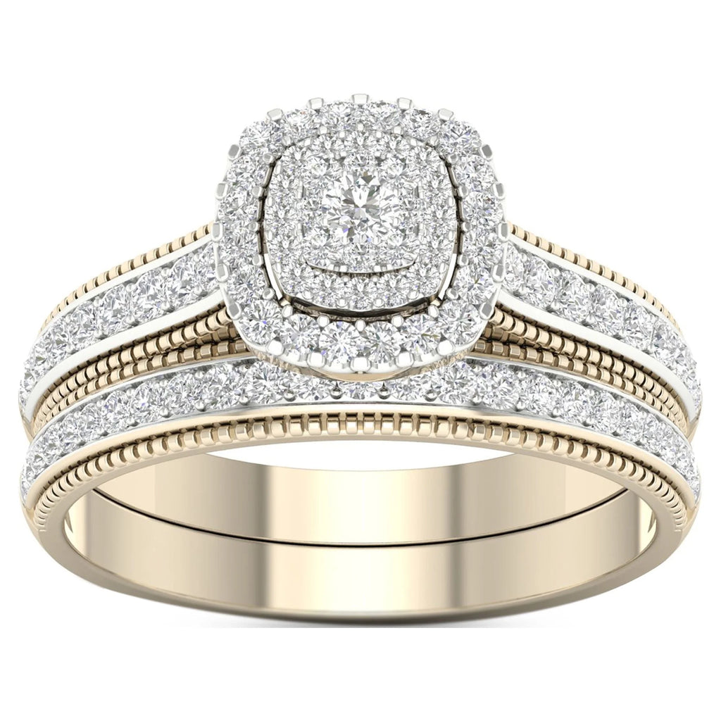 1/2Ct TDW Diamond 10k Yellow Gold Bridal Set U1144