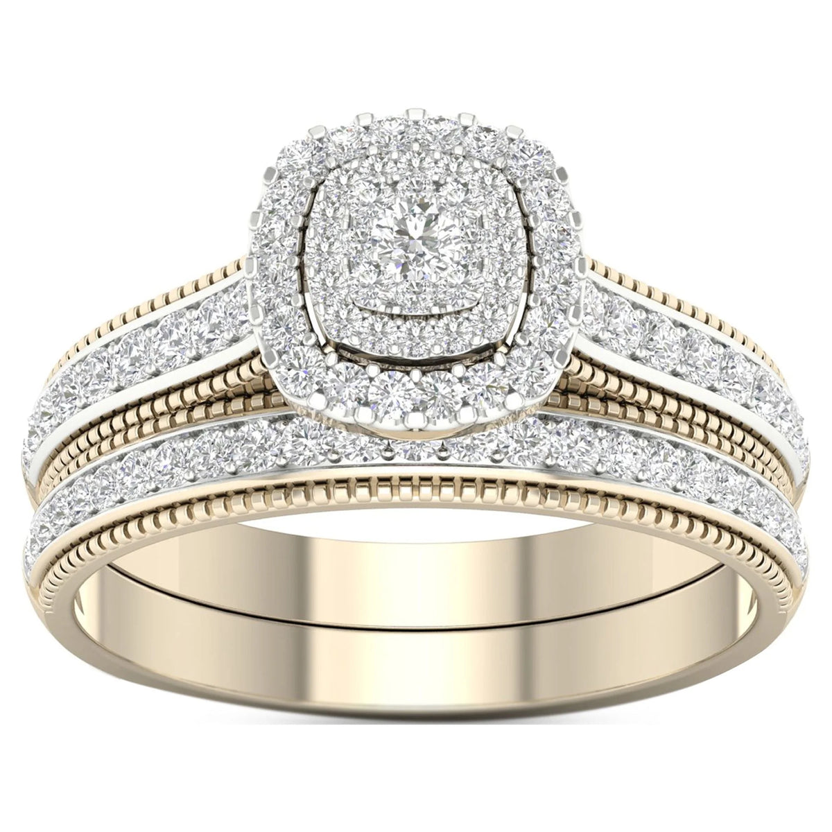 1/2Ct TDW Diamond 10k Yellow Gold Bridal Set U1144