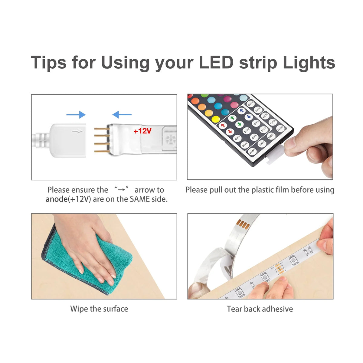 LED Strip Light 32.8ft with Remote Control and 12V Power Supply Q26389
